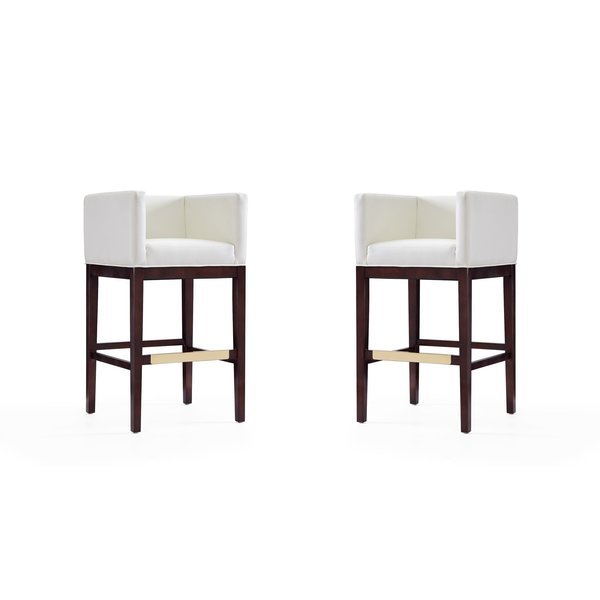 Kingsley Barstool in Ivory and Dark Walnut (Set of 2), Manhattan Comfort, Mfr#: 2-BS012-IV